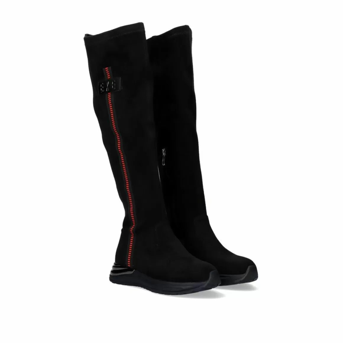 Exe Shoes Botas>Bota Alta Com Detalhe Vermelho Y2315-H298 Em Preto