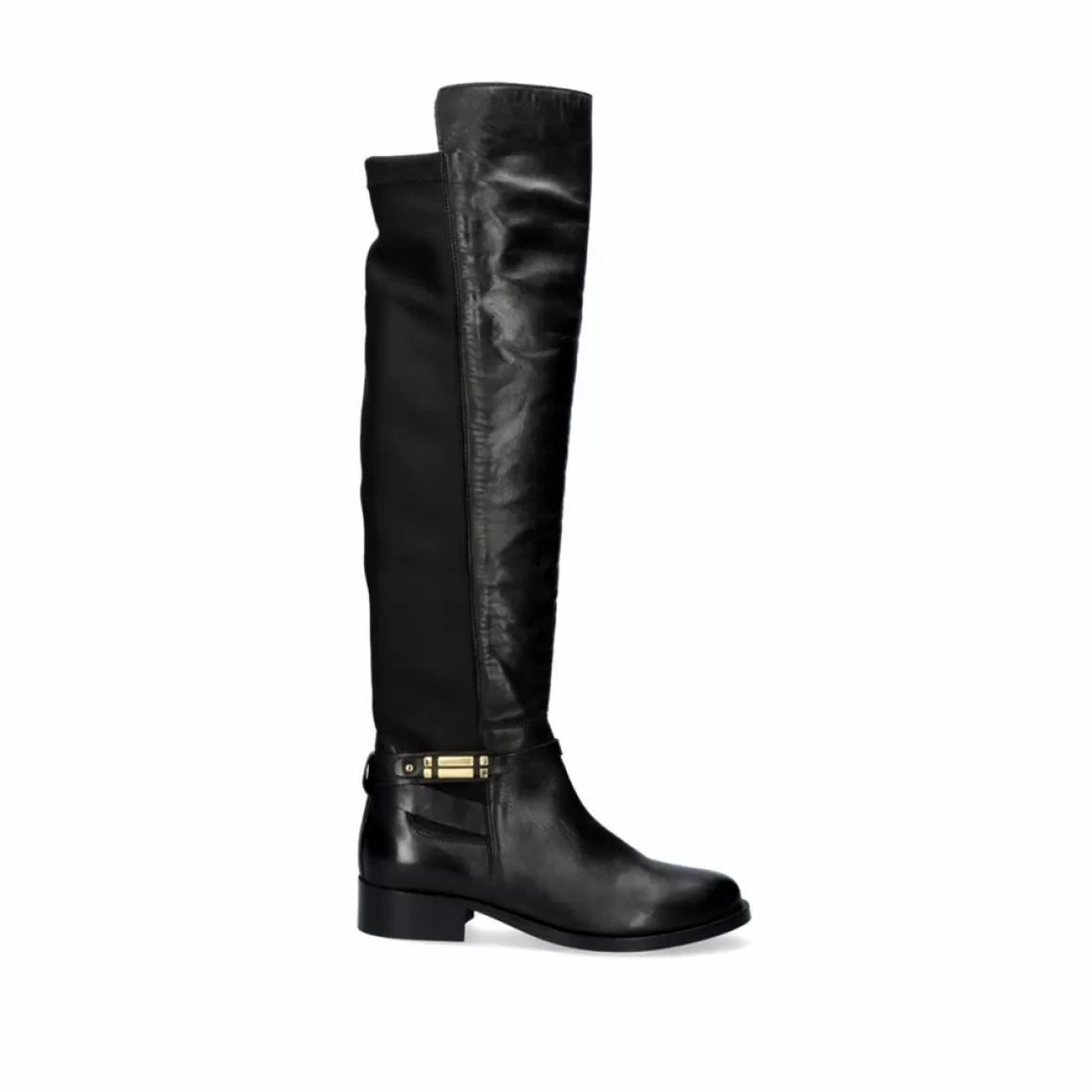 Exe Shoes Botas>Bota Alta De Couro 320Wx Em Preto Com Detalhes Dourados