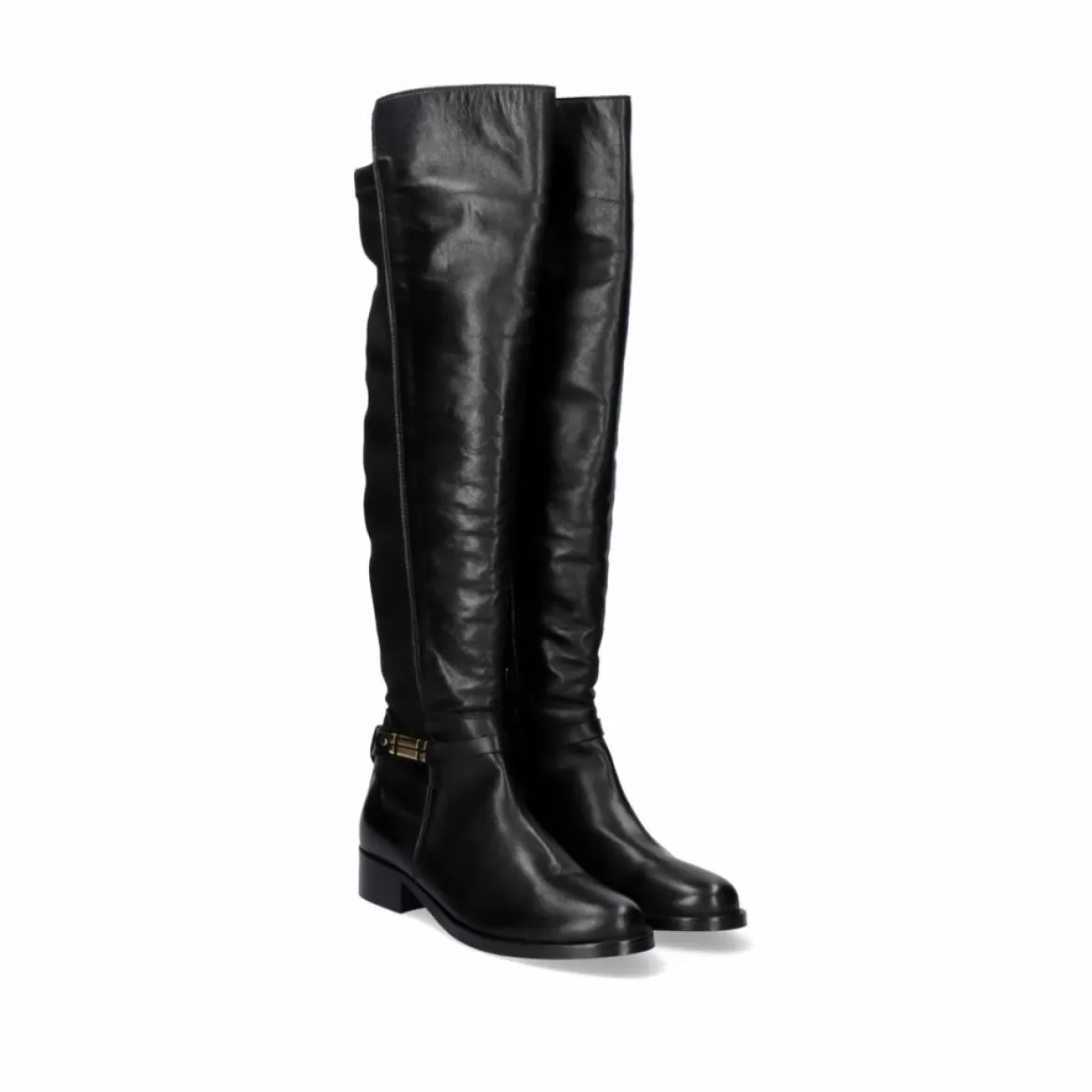 Exe Shoes Botas>Bota Alta De Couro 320Wx Em Preto Com Detalhes Dourados