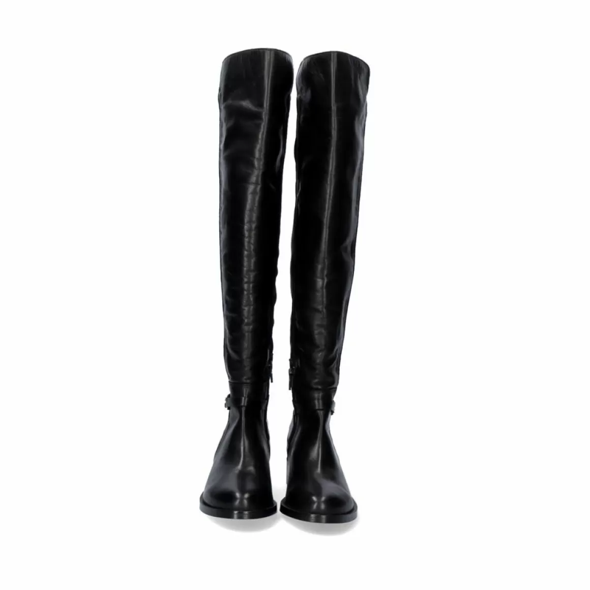 Exe Shoes Botas>Bota Alta De Couro 320Wx Em Preto Com Detalhes Dourados
