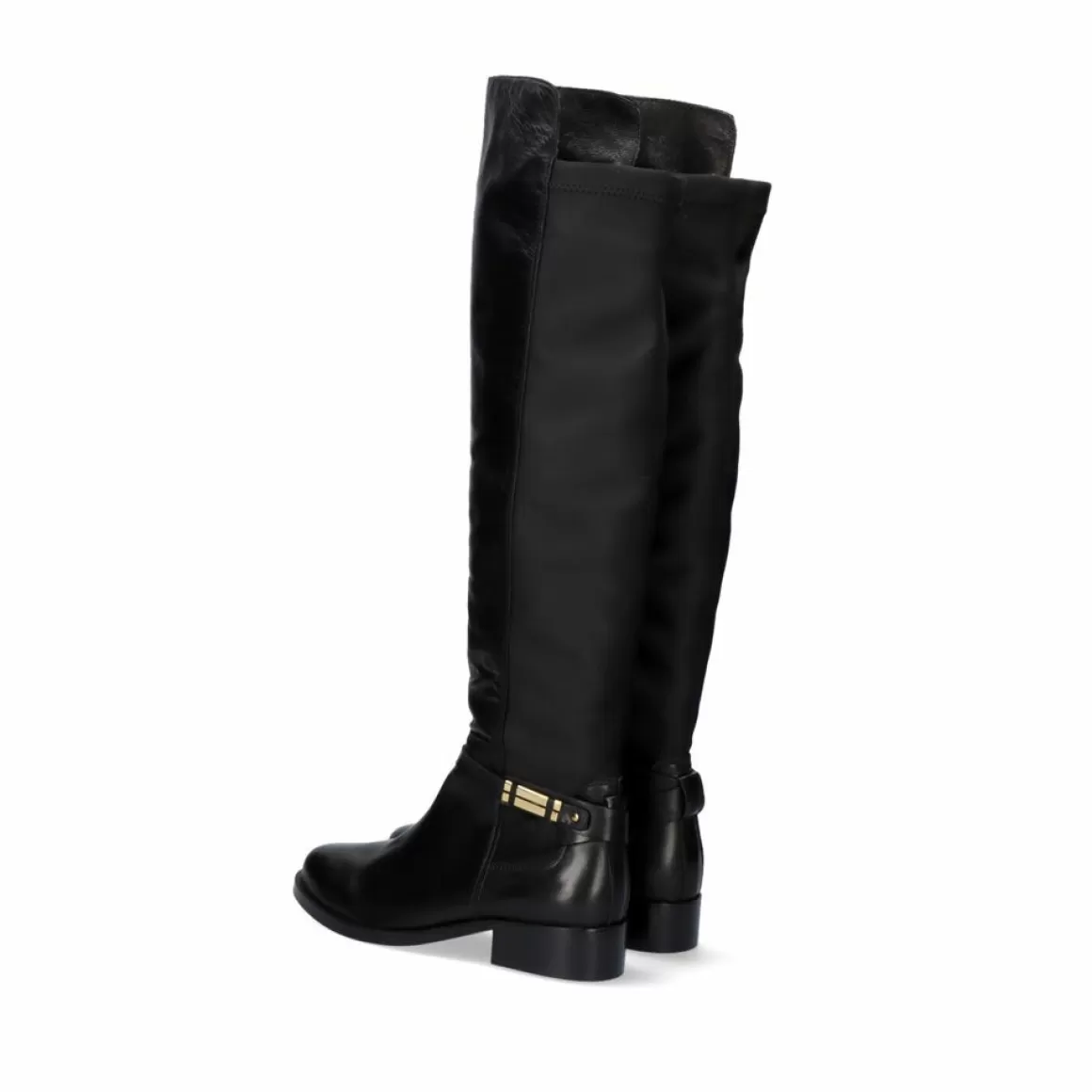 Exe Shoes Botas>Bota Alta De Couro 320Wx Em Preto Com Detalhes Dourados