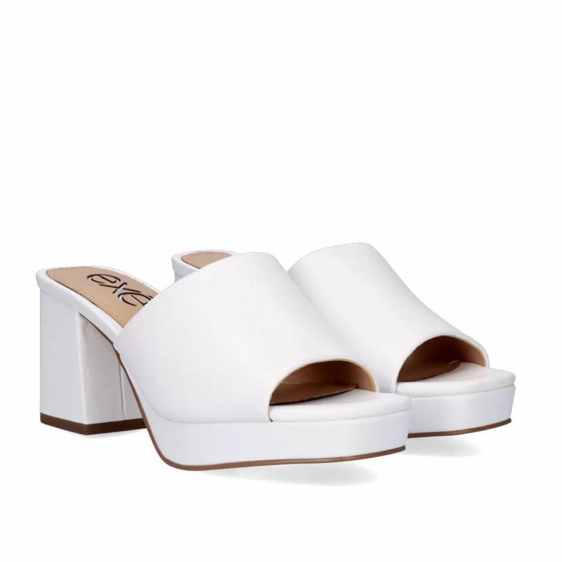 Exe Shoes Sandálias De Salto>Lina-502 Sandálias Brancas Tipo Clog Com Salto Alto