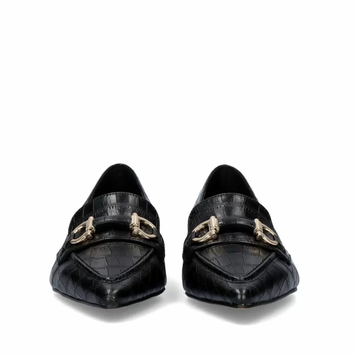 Exe Shoes Calçados Baixos>Mocassim Com Corrente Em Dourado Verona-171 Em Preto Croco