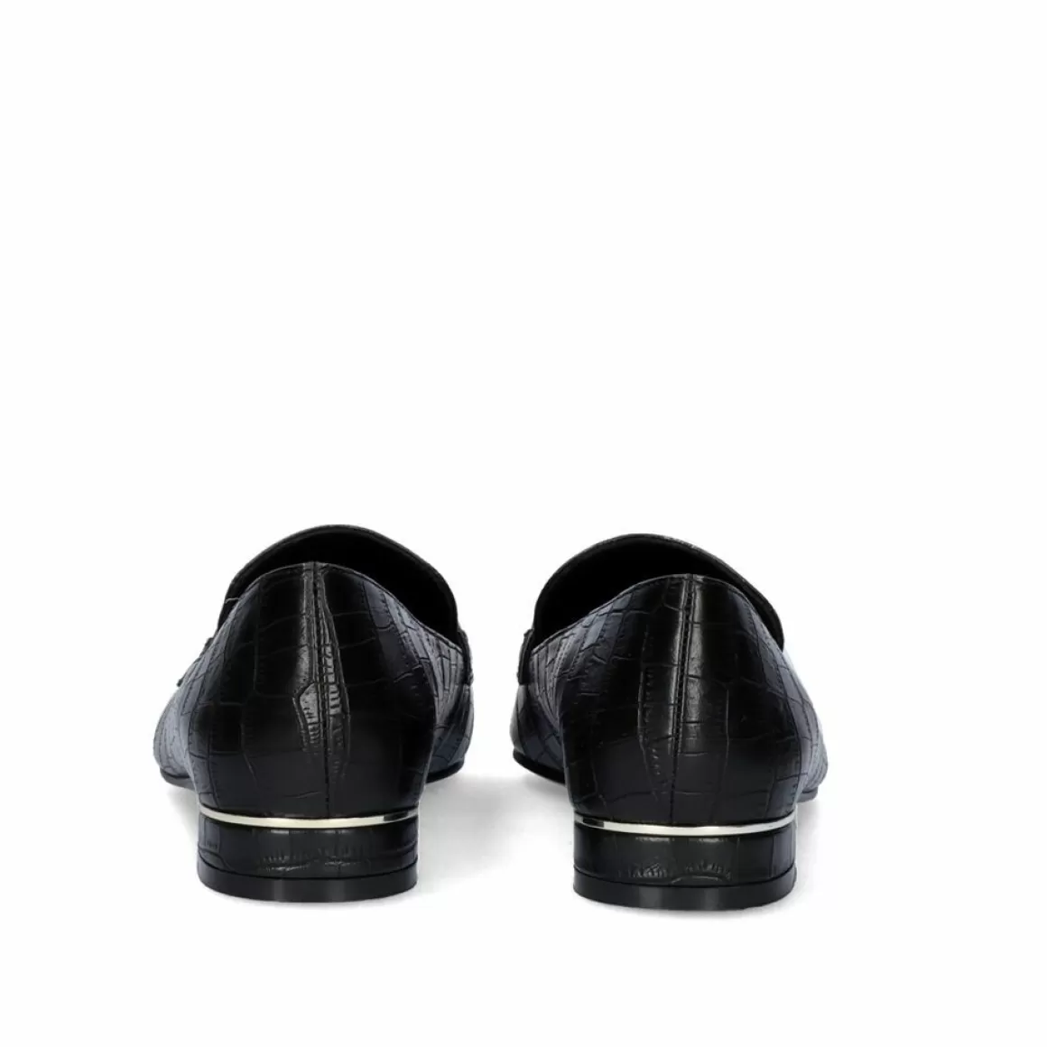 Exe Shoes Calçados Baixos>Mocassim Com Corrente Em Dourado Verona-171 Em Preto Croco