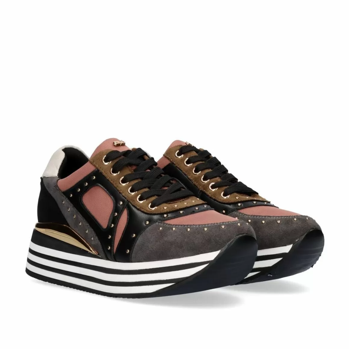 Exe Shoes Sneakers Mujer>Sneaker Plataforma Ex41 Em Rosa Com Detalhes Em Cinza