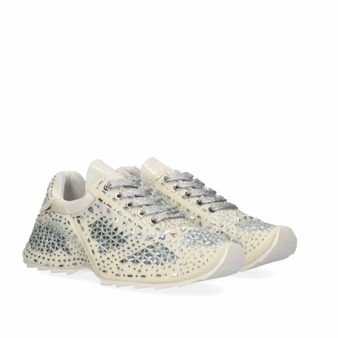 Exe Shoes Sapatilhas E Tenis>Tenis De Prata Exe Strass 2988-18